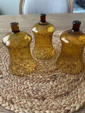Vintage Set of 3 Amber Textured Glass Votive Cups Homeco Home Interiors